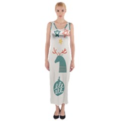 Reindeer Stars Socks Stick Fitted Maxi Dress by Apen