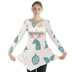 Reindeer Stars Socks Stick Long Sleeve Tunic  by Apen