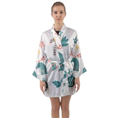 Reindeer Stars Socks Stick Long Sleeve Satin Kimono by Apen