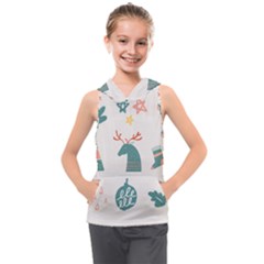 Reindeer Stars Socks Stick Kids  Sleeveless Hoodie by Apen