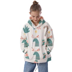 Reindeer Stars Socks Stick Kids  Oversized Hoodie by Apen