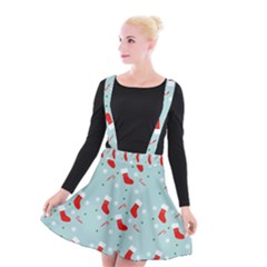 Christmas Pattern Suspender Skater Skirt by Apen