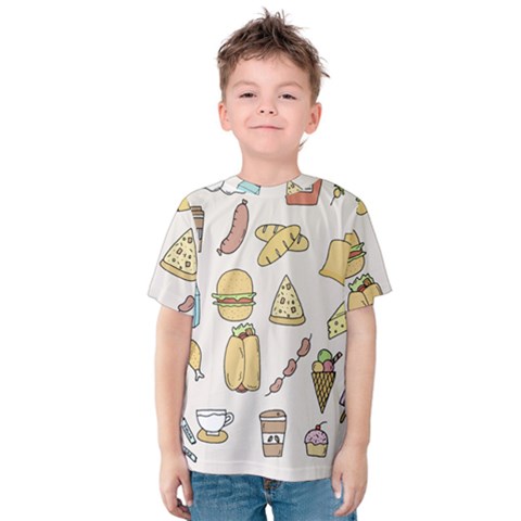 Dinner Meal Food Snack Fast Food Kids  Cotton T-shirt by Apen