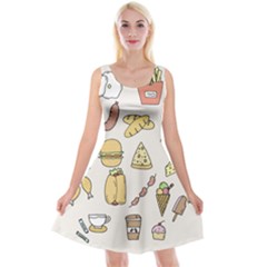 Dinner Meal Food Snack Fast Food Reversible Velvet Sleeveless Dress by Apen