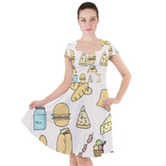 Dinner Meal Food Snack Fast Food Cap Sleeve Midi Dress by Apen