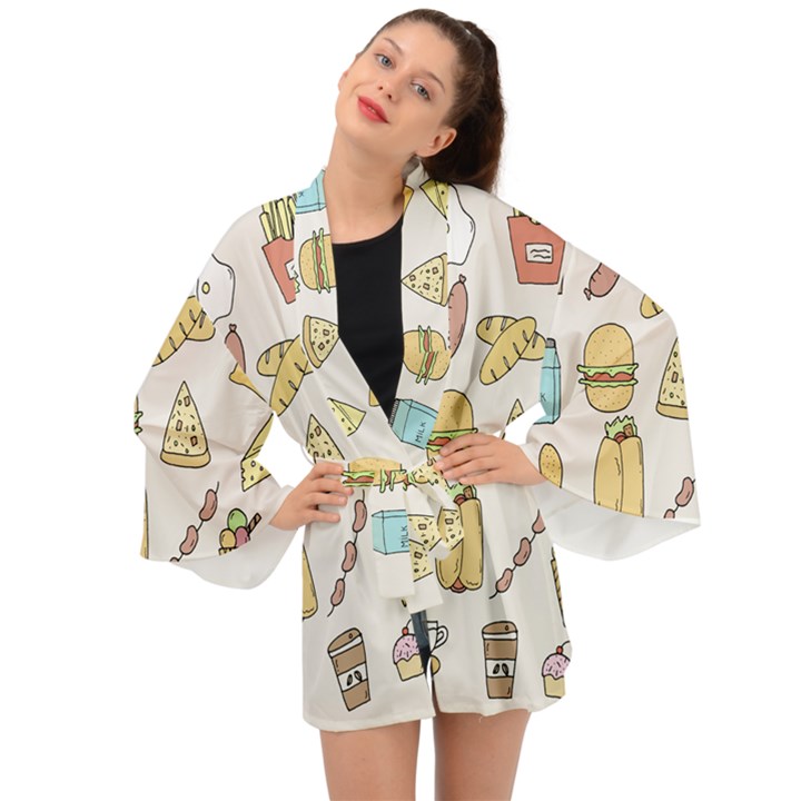 Dinner Meal Food Snack Fast Food Long Sleeve Kimono