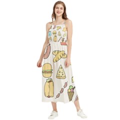 Dinner Meal Food Snack Fast Food Boho Sleeveless Summer Dress by Apen