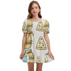 Dinner Meal Food Snack Fast Food Kids  Short Sleeve Dolly Dress by Apen