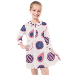 Fruits Halves Pattern Design Kids  Quarter Sleeve Shirt Dress