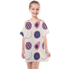 Fruits Halves Pattern Design Kids  One Piece Chiffon Dress by Apen