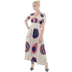 Fruits Halves Pattern Design Button Up Short Sleeve Maxi Dress by Apen