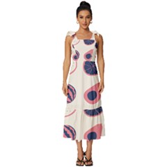 Fruits Halves Pattern Design Tie-strap Tiered Midi Chiffon Dress by Apen