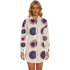 Fruits Halves Pattern Design Womens Long Sleeve Shirt Dress