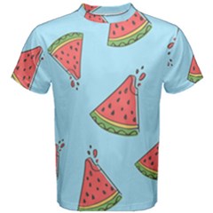 Watermelon Fruit Pattern Tropical Men s Cotton T-shirt by Apen