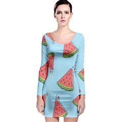 Watermelon Fruit Pattern Tropical Long Sleeve Bodycon Dress by Apen