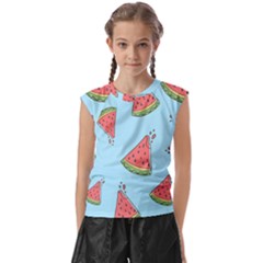 Watermelon Fruit Pattern Tropical Kids  Raglan Cap Sleeve T-shirt by Apen