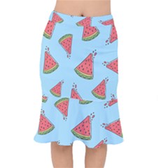 Watermelon Fruit Pattern Tropical Short Mermaid Skirt by Apen