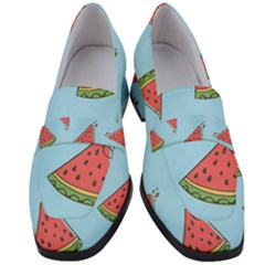 Watermelon Fruit Pattern Tropical Women s Chunky Heel Loafers by Apen