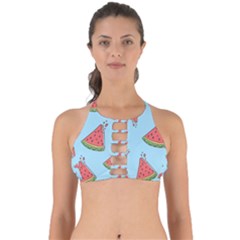 Watermelon Fruit Pattern Tropical Perfectly Cut Out Bikini Top by Apen