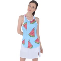 Watermelon Fruit Pattern Tropical Racer Back Mesh Tank Top by Apen