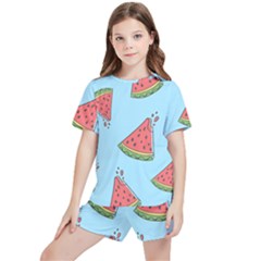 Watermelon Fruit Pattern Tropical Kids  T-shirt And Sports Shorts Set by Apen