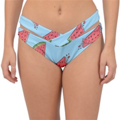 Watermelon Fruit Pattern Tropical Double Strap Halter Bikini Bottoms by Apen