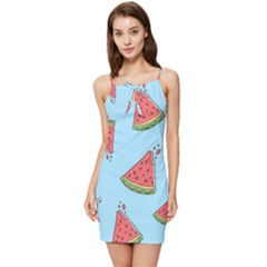 Watermelon Fruit Pattern Tropical Summer Tie Front Dress