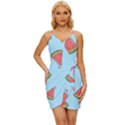 Watermelon Fruit Pattern Tropical Wrap Tie Front Dress View1