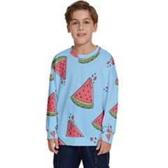 Watermelon Fruit Pattern Tropical Kids  Crewneck Sweatshirt by Apen