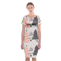 Christmas Trees Icons Classic Short Sleeve Midi Dress by Apen