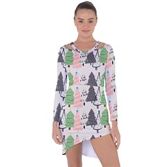 Christmas Trees Icons Asymmetric Cut-out Shift Dress by Apen