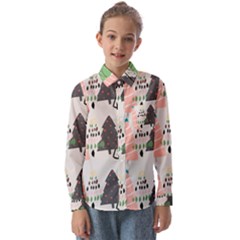 Christmas Trees Icons Kids  Long Sleeve Shirt by Apen