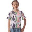 Christmas Trees Icons Kids  Cuff Sleeve Scrunch Bottom T-Shirt View1