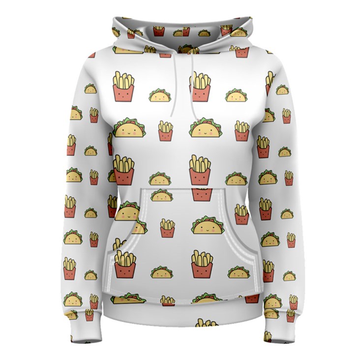 Fries Taco Pattern Fast Food Women s Pullover Hoodie