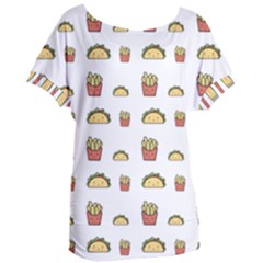 Fries Taco Pattern Fast Food Women s Oversized T-shirt by Apen