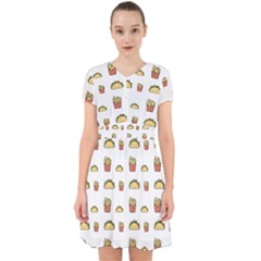 Fries Taco Pattern Fast Food Adorable in Chiffon Dress