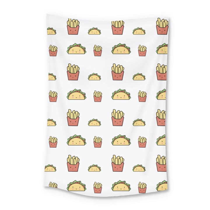 Fries Taco Pattern Fast Food Small Tapestry