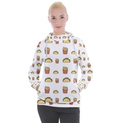 Fries Taco Pattern Fast Food Women s Hooded Pullover