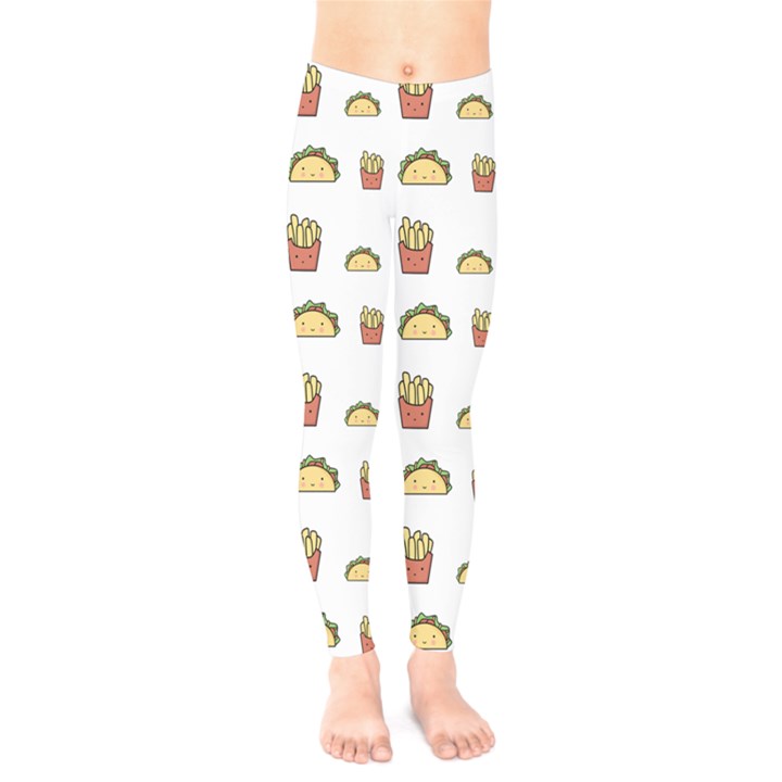 Fries Taco Pattern Fast Food Kids  Leggings