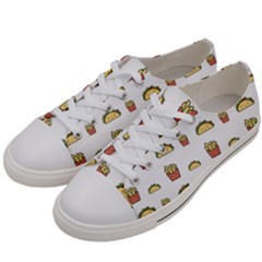 Fries Taco Pattern Fast Food Men s Low Top Canvas Sneakers