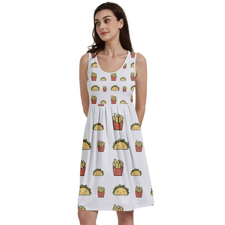 Fries Taco Pattern Fast Food Classic Skater Dress