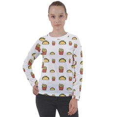 Fries Taco Pattern Fast Food Women s Long Sleeve Raglan T-Shirt