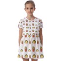 Fries Taco Pattern Fast Food Kids  Short Sleeve Pinafore Style Dress View1