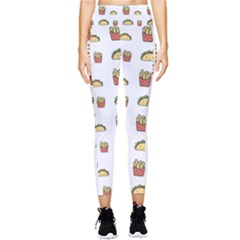 Fries Taco Pattern Fast Food Pocket Leggings 