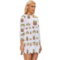 Fries Taco Pattern Fast Food Long Sleeve Babydoll Dress View3