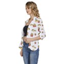 Fries Taco Pattern Fast Food Women s 3/4 Sleeve Ruffle Edge Open Front Jacket View2