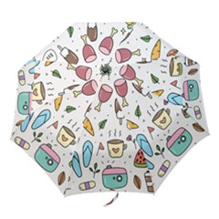 Doodle Fun Food Drawing Cute Folding Umbrellas by Apen