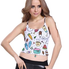 Doodle Fun Food Drawing Cute Spaghetti Strap Bra Top by Apen