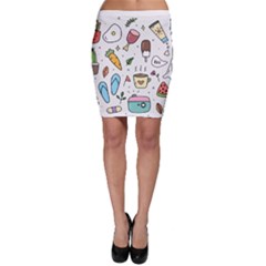 Doodle Fun Food Drawing Cute Bodycon Skirt by Apen