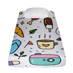 Doodle Fun Food Drawing Cute Fitted Sheet (single Size) by Apen